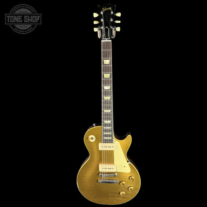 Full frontal of Gibson Custom Dealer Select 1956 Les Paul Chambered Goldtop Aged 64545.