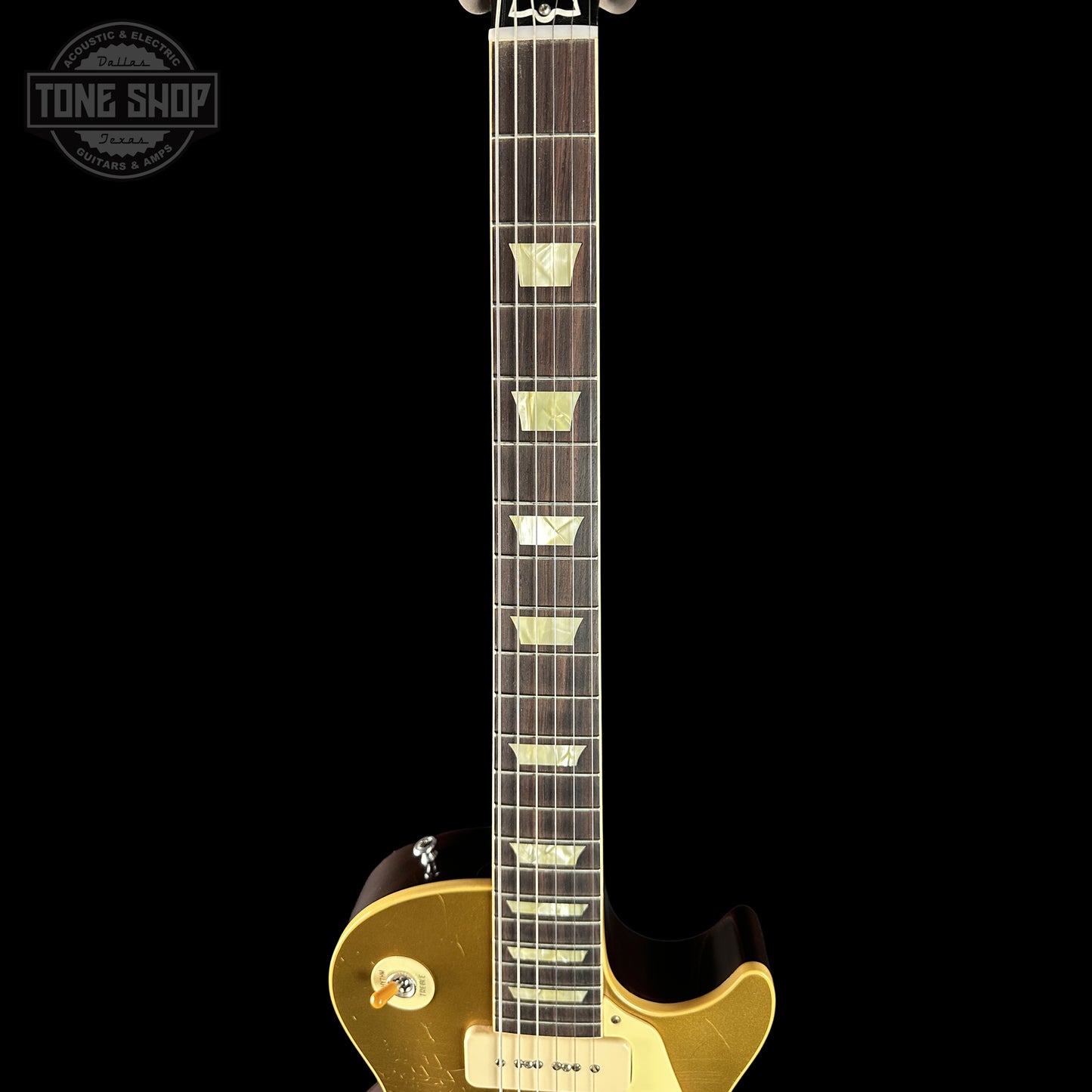 Neck of Gibson Custom Dealer Select 1956 Les Paul Chambered Goldtop Aged 64545.