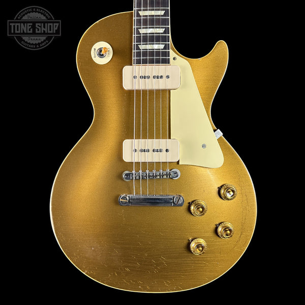 Front of Gibson Custom Dealer Select 1956 Les Paul Chambered Goldtop Aged 64566.