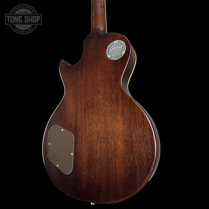 Back right angle of Gibson Custom Dealer Select 1956 Les Paul Chambered Goldtop Aged 64566 body.