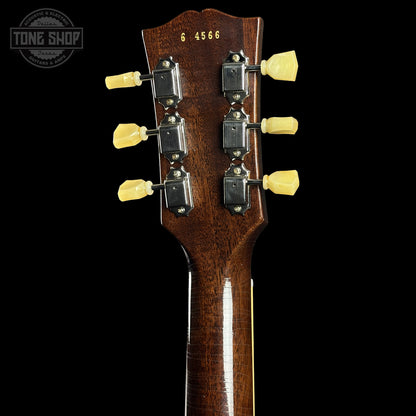 Back of Gibson Custom Dealer Select 1956 Les Paul Chambered Goldtop Aged 64566 headstock.