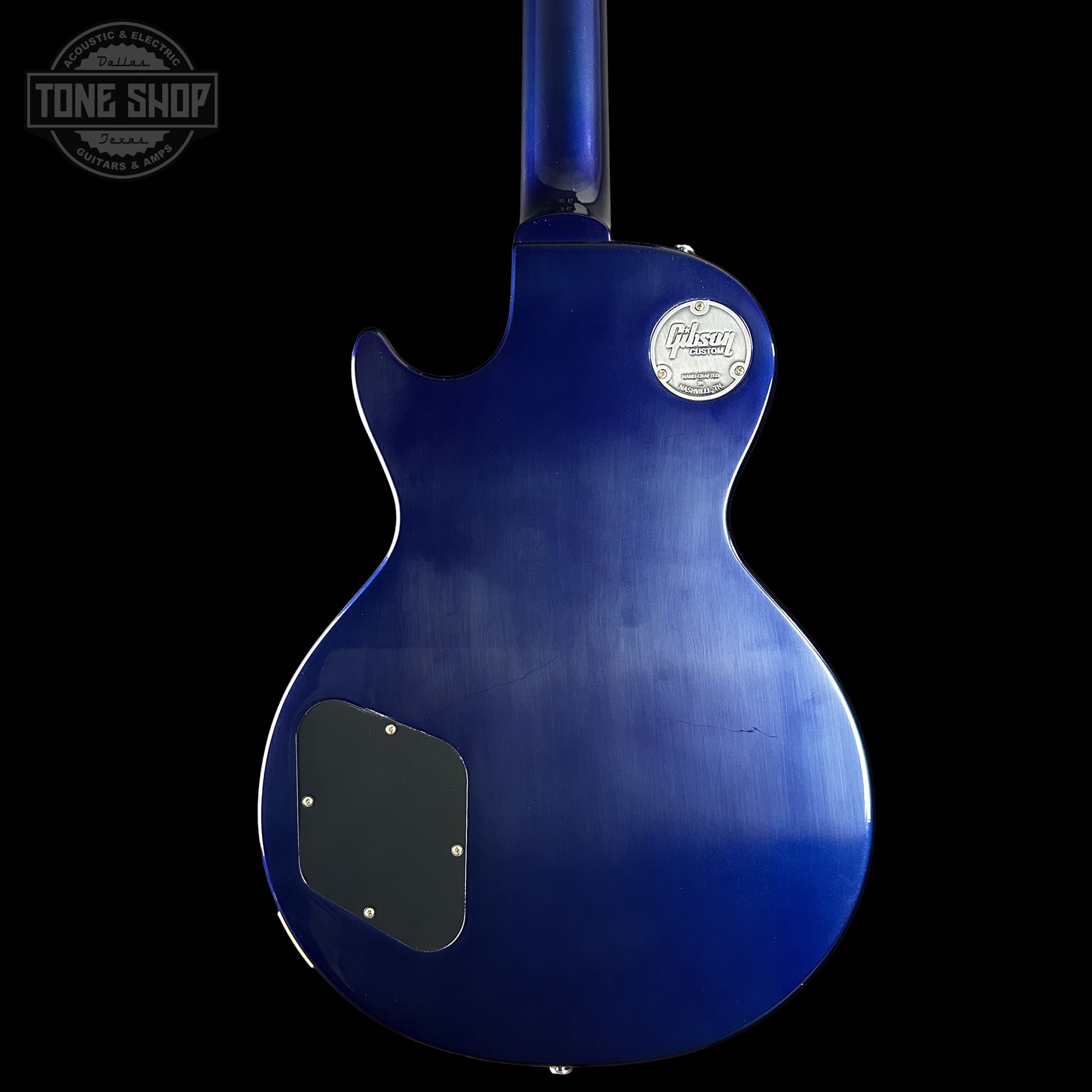 Back of Gibson Custom Dealer Select 1958 Les Paul Chambered Candy Apple Blue VOS 84867.