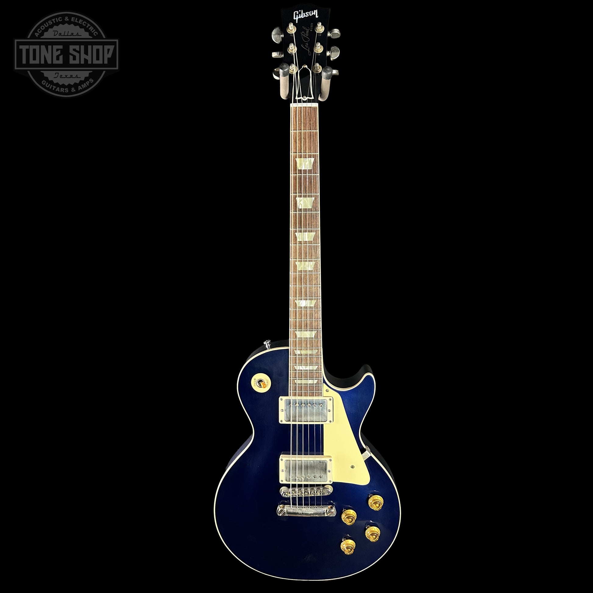 Full frontal of Gibson Custom Dealer Select 1958 Les Paul Chambered Candy Apple Blue VOS 84867.