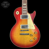 Front of Gibson Custom Dealer Select 1958 Les Paul Chambered Factory Burst VOS 84816.