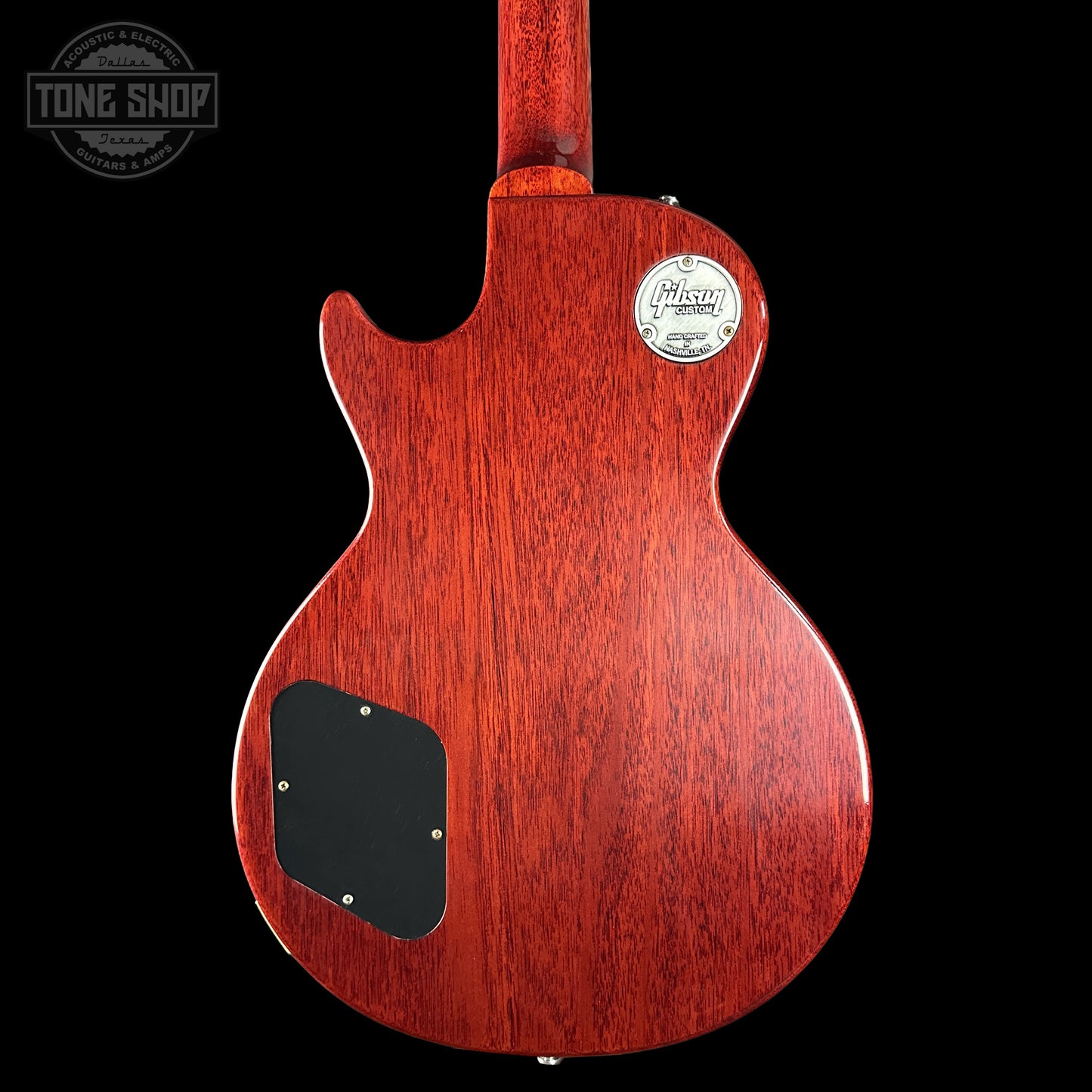 Back of Gibson Custom Dealer Select 1958 Les Paul Chambered Factory Burst VOS 84816 body.