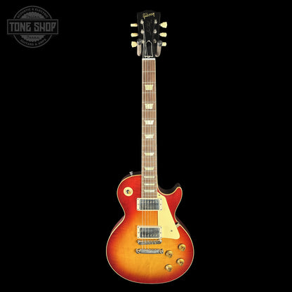 Full frontal of Gibson Custom Dealer Select 1958 Les Paul Chambered Factory Burst VOS 84816.