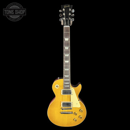 Full frontal of Gibson Custom Dealer Select 1958 Les Paul Chambered Lemon Burst Light Aged 841284.