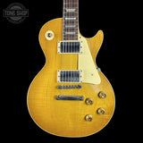 Front of Gibson Custom Dealer Select 1958 Les Paul Chambered Lemon Burst Light Aged 84617.