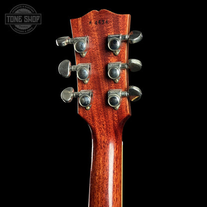 Back of Gibson Custom Dealer Select 1958 Les Paul Chambered Lemon Burst Light Aged 84634 headstock.