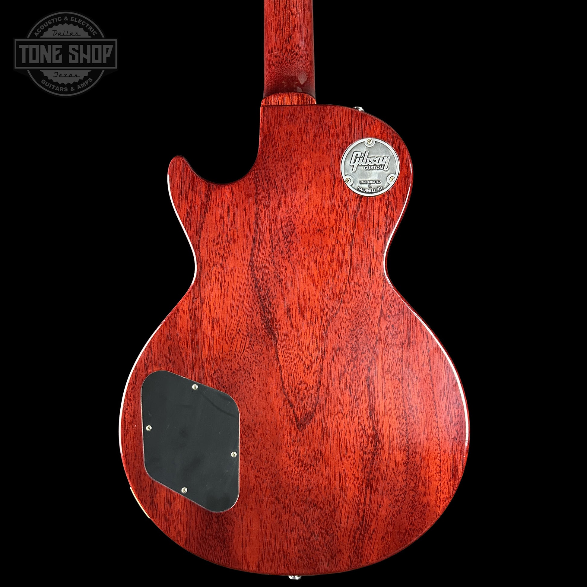 Back of Gibson Custom Dealer Select 1959 Les Paul Chambered Slow Iced Tea Fade Ultra Light Aged 943218 body.