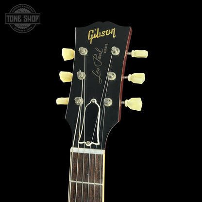 Headstock of Gibson Custom Dealer Select 1959 Les Paul Chambered Slow Iced Tea Fade Ultra Light Aged 943218.