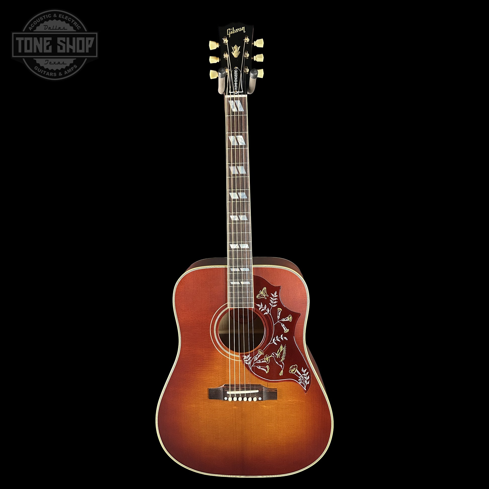 Full frontal of Gibson Custom Dealer Select 1960 Hummingbird Reissue Sinker Heritage Cherry Sunburst 23175197.