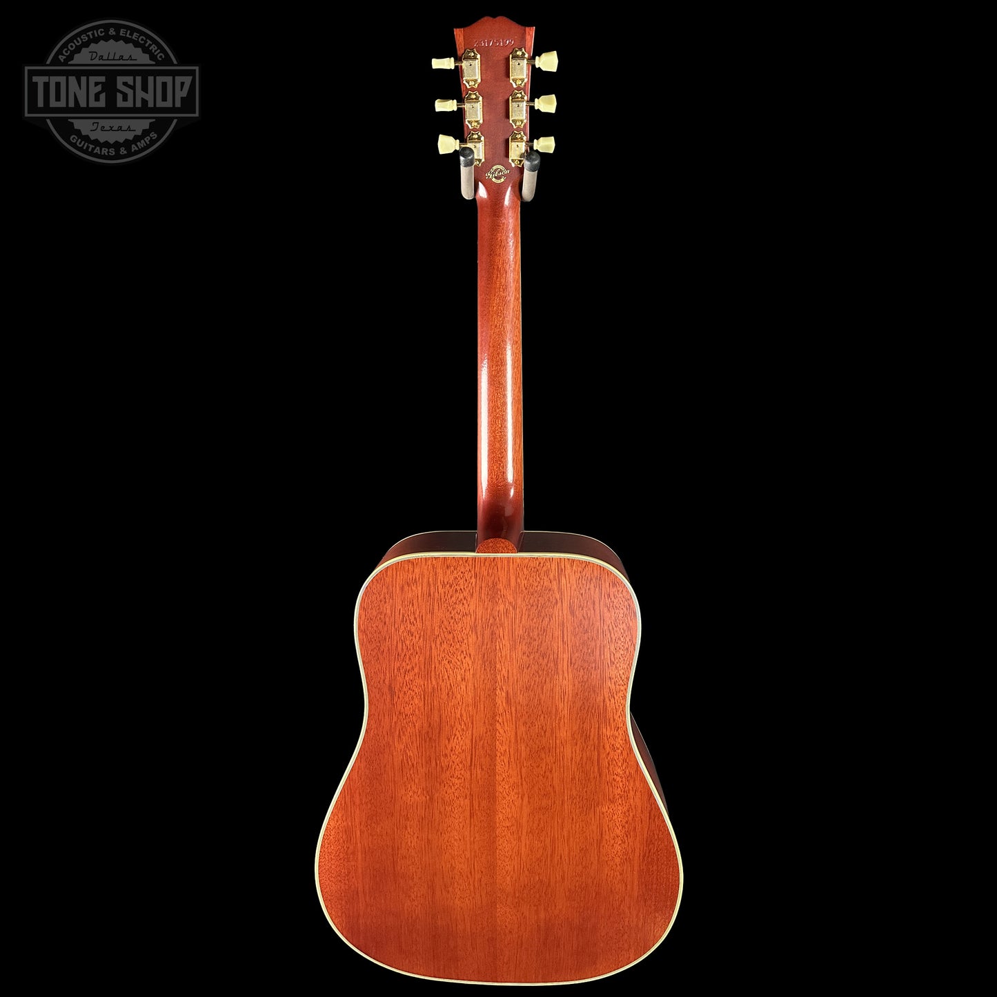 Back of Gibson Custom Dealer Select 1960 Hummingbird Reissue Sinker Heritage Cherry Sunburst 23175199.