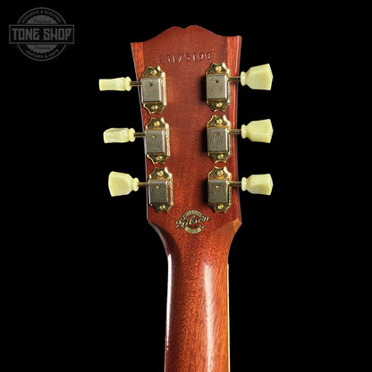 Back of Gibson Custom Dealer Select 1960 Hummingbird Reissue Sinker Heritage Cherry Sunburst 23175199 headstock.