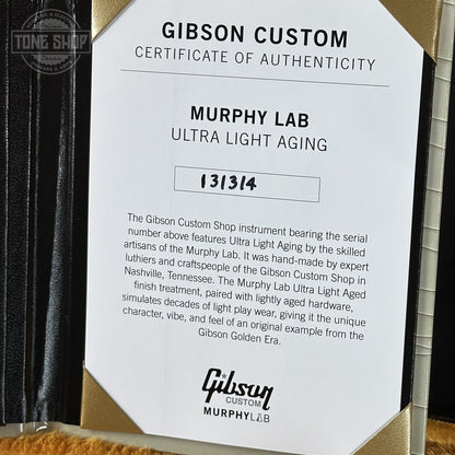 Certificate of Authenticity for Gibson Custom Dealer Select 1964 ES-335 Double Gold w/Black Stinger Ultra Light Aged.