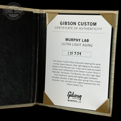 Certificate of Authenticity for Gibson Custom Dealer Select 1964 ES-335 Double Gold w/Black Stinger Ultra Light Aged.