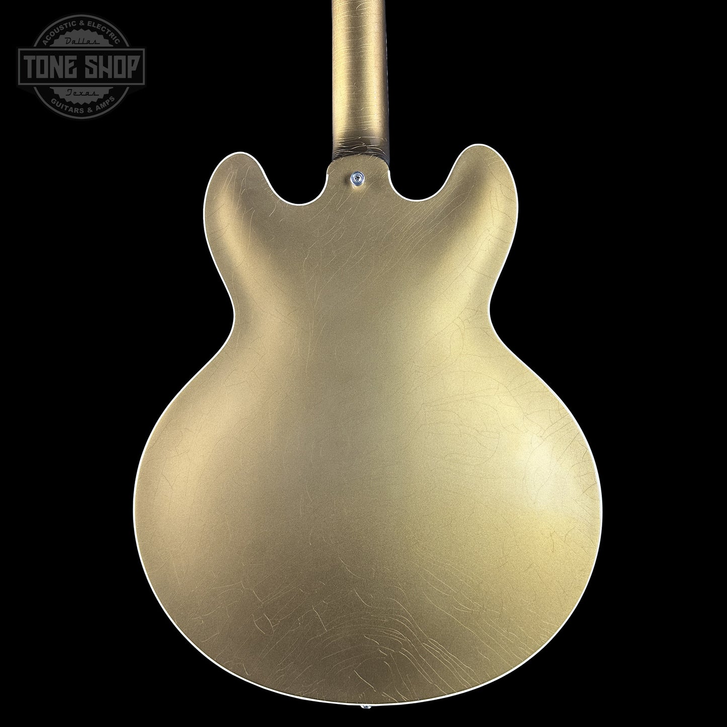 Back of Gibson Custom Dealer Select 1964 ES-335 Double Gold w/Black Stinger Ultra Light Aged 131340 body.