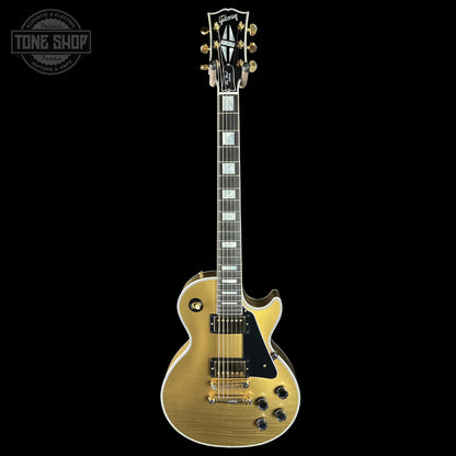 Full frontal of Gibson Custom Dealer Select Les Paul Custom Chambered Double Gold Ultra Light Aged.
