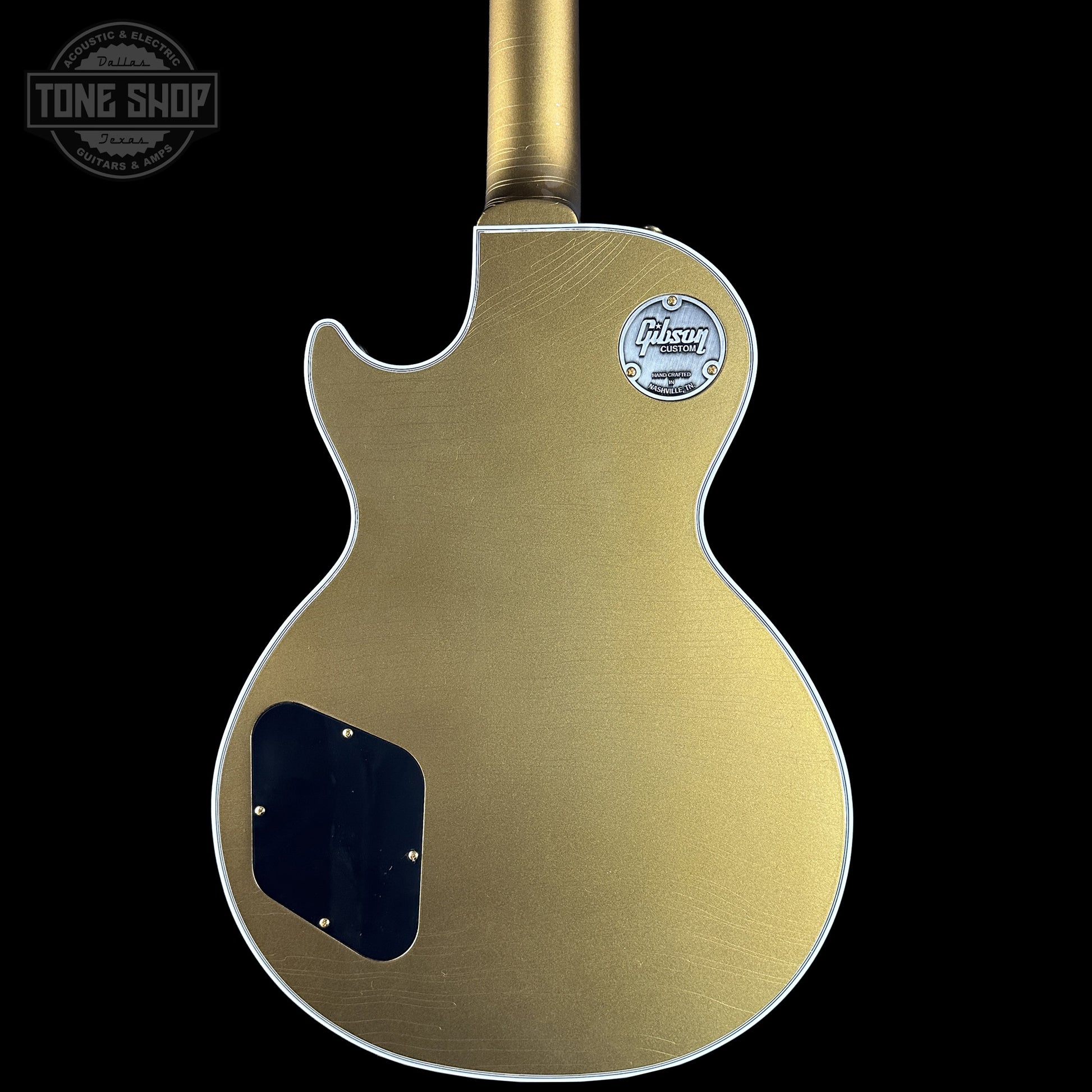 Back of Gibson Custom Dealer Select Les Paul Custom Chambered Double Gold Ultra Light Aged CS402646 body.