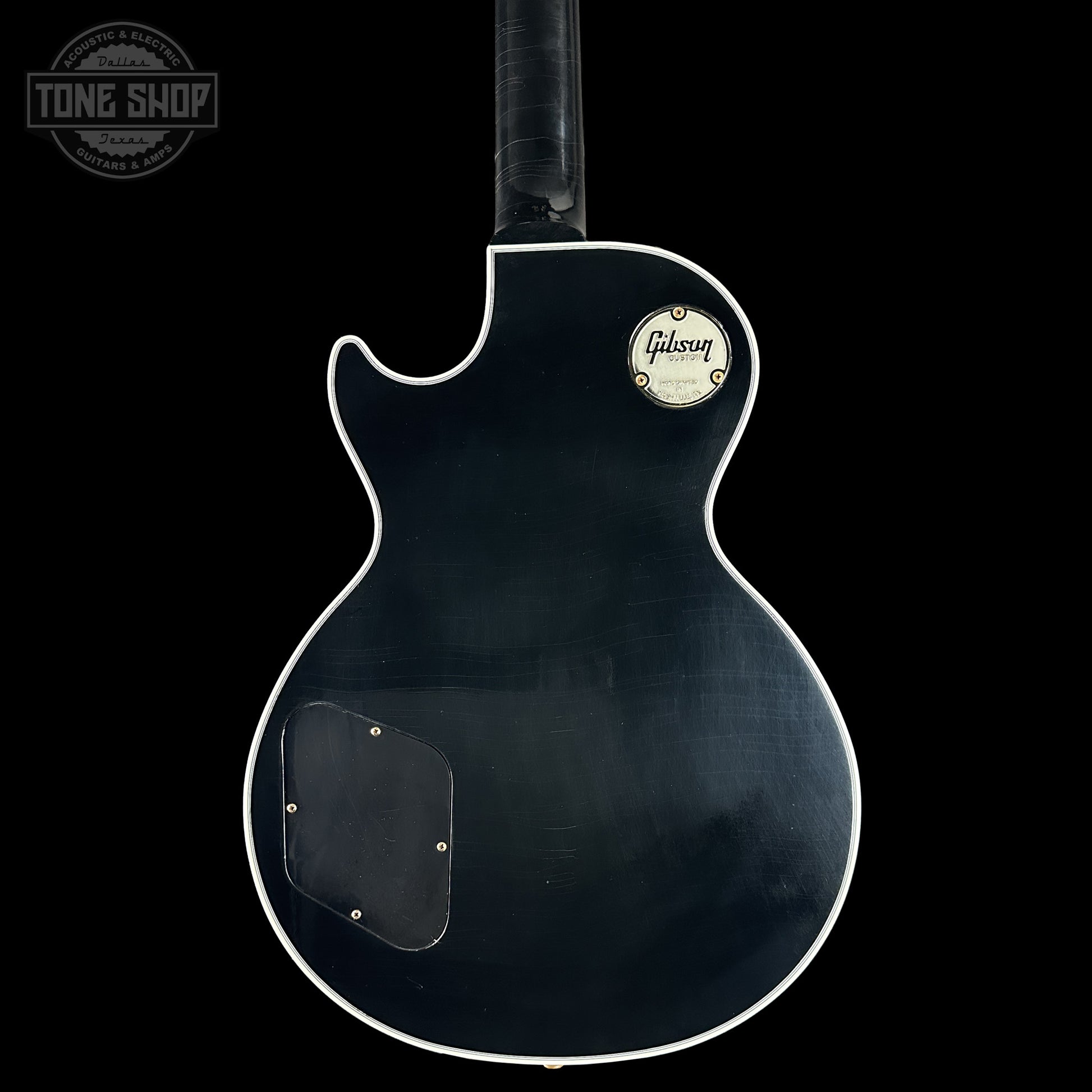 Back of Gibson Custom Dealer Select Les Paul Custom Ebony Ultra Light Aged CS502595 body.