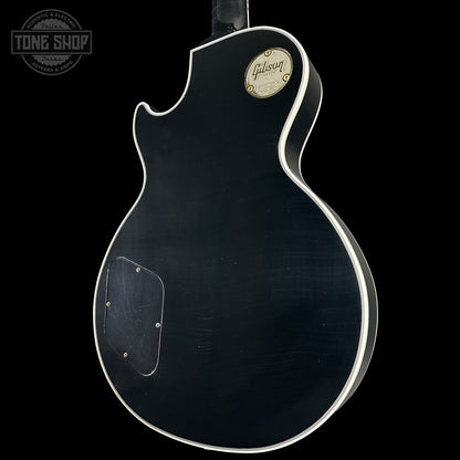 Back right angle of Gibson Custom Dealer Select Les Paul Custom Ebony Ultra Light Aged CS502595.