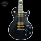 Front of Gibson Custom Dealer Select Les Paul Custom Ebony Ultra Light Aged CS502621.