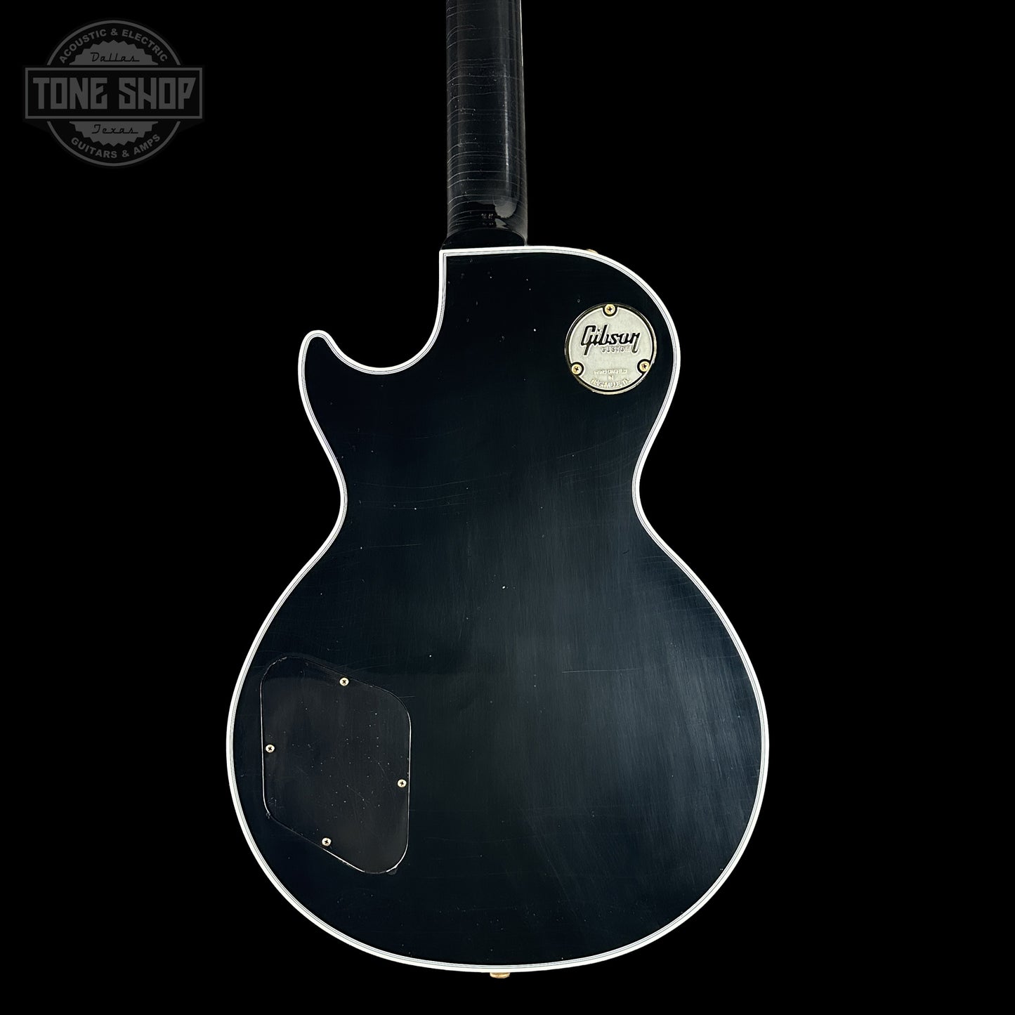 Back of Gibson Custom Dealer Select Les Paul Custom Ebony Ultra Light Aged CS502621 body.