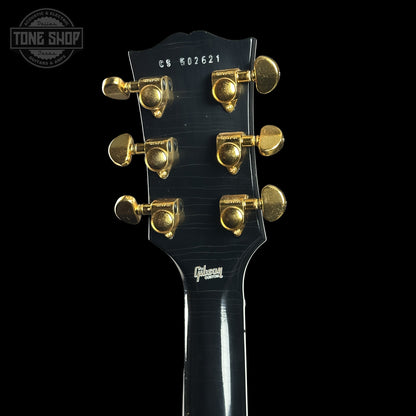 Back of headstock of Gibson Custom Dealer Select Les Paul Custom Ebony Ultra Light Aged CS502621.