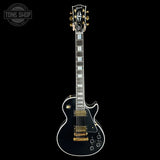 Full frontal of Gibson Custom Dealer Select Les Paul Custom Ebony Ultra Light Aged CS502621.