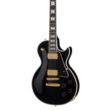 Front of Gibson Custom Les Paul Custom Long Scale Ebony.