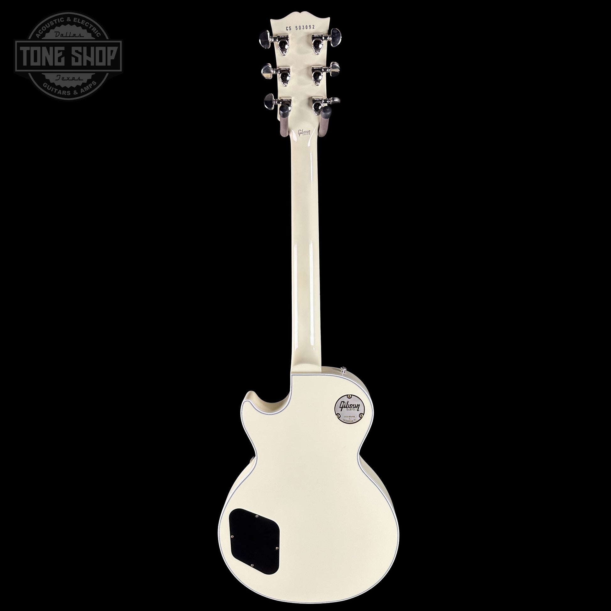 Back of Gibson Custom Les Paul Custom Vintage White VOS CS503092.