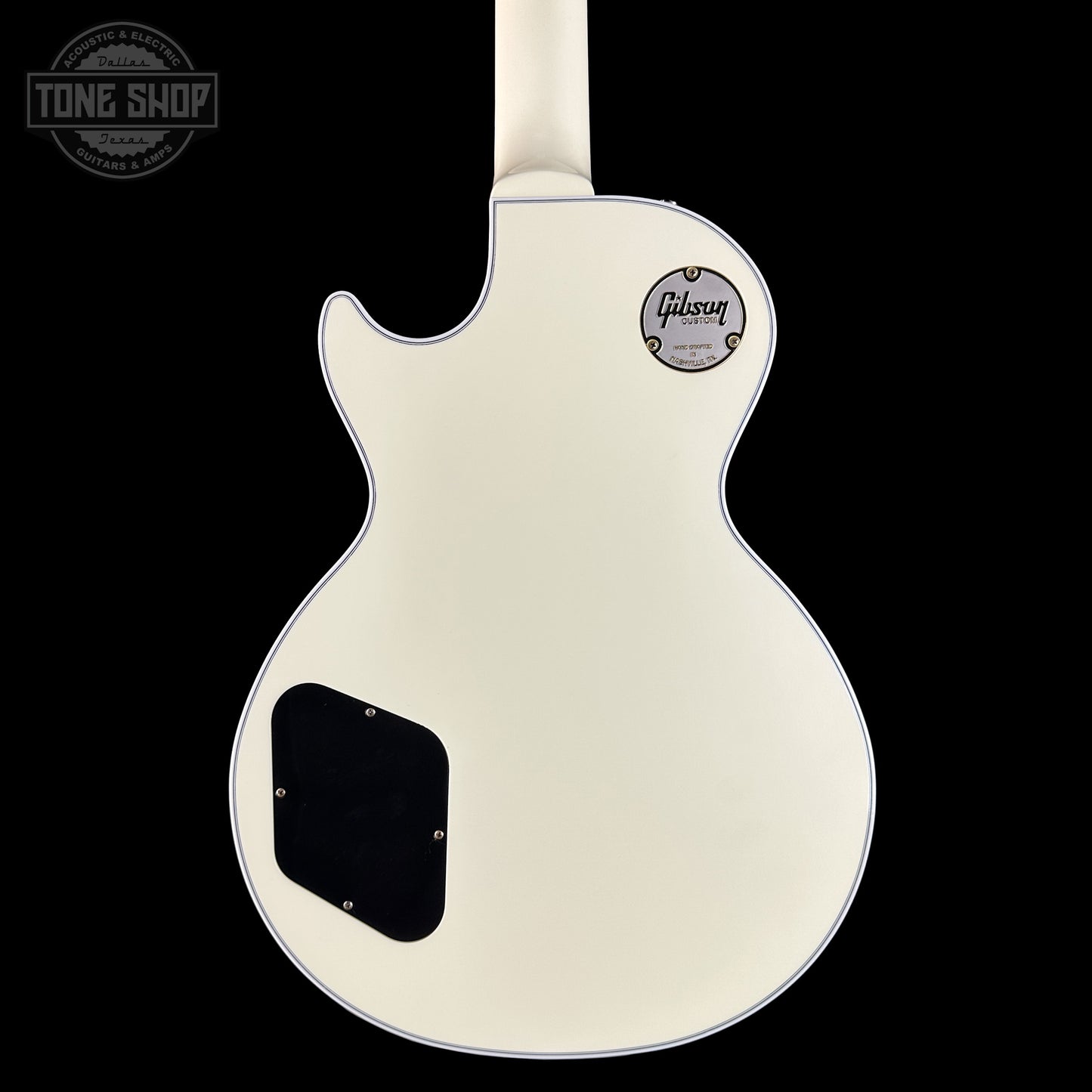 Back of Gibson Custom Les Paul Custom Vintage White VOS CS503092 body.