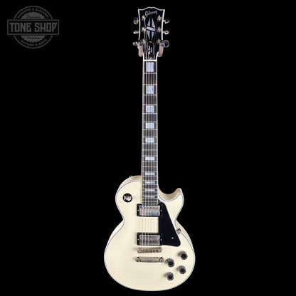Full frontal of Gibson Custom Les Paul Custom Vintage White VOS CS503092.