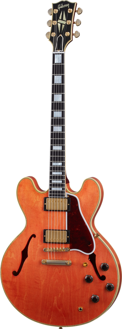 Full frontal of Gibson Custom Shop 1959 ES-355 Reissue Stop Bar Light Aged Watermelon Red Murphy Lab.