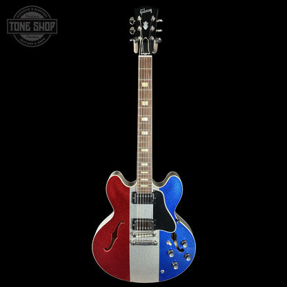Full frontal of Gibson Custom Shop Dealer Select 1964 ES-335 Patriot Sparkle 140413.