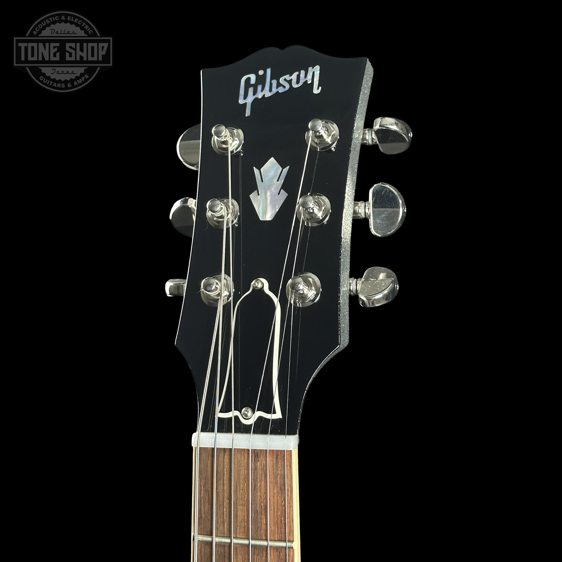 Headstock of Gibson Custom Shop Dealer Select 1964 ES-335 Patriot Sparkle 140420.