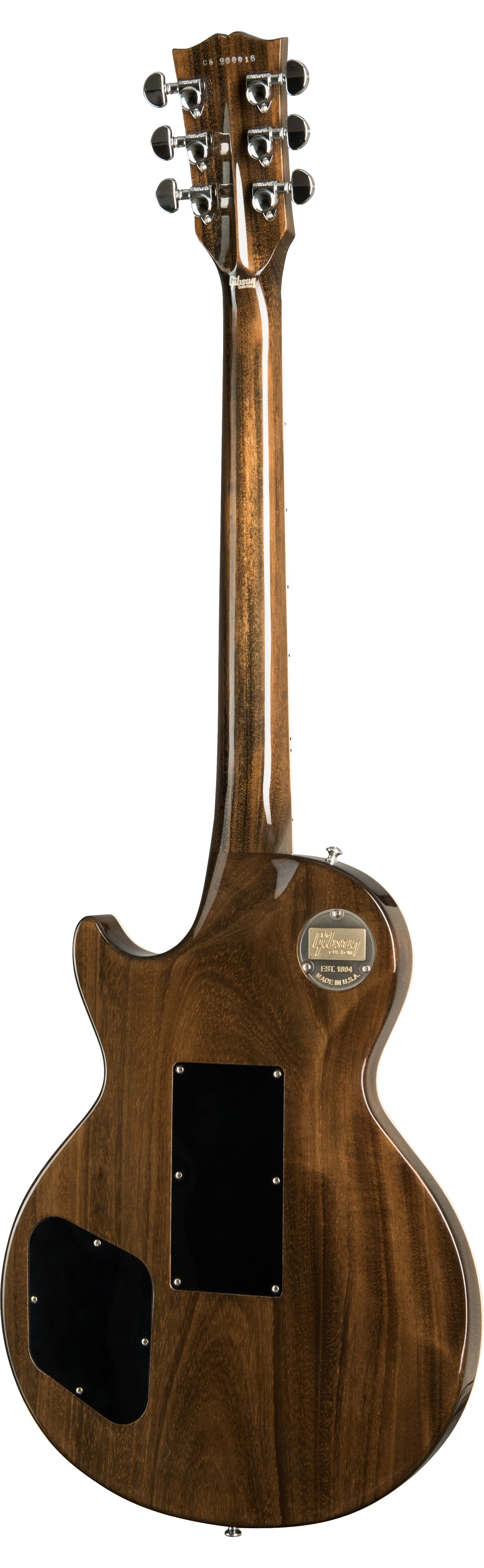 Back of Gibson Custom Shop Les Paul Axcess Standard Figured DC Rust Floyd Rose Gloss.