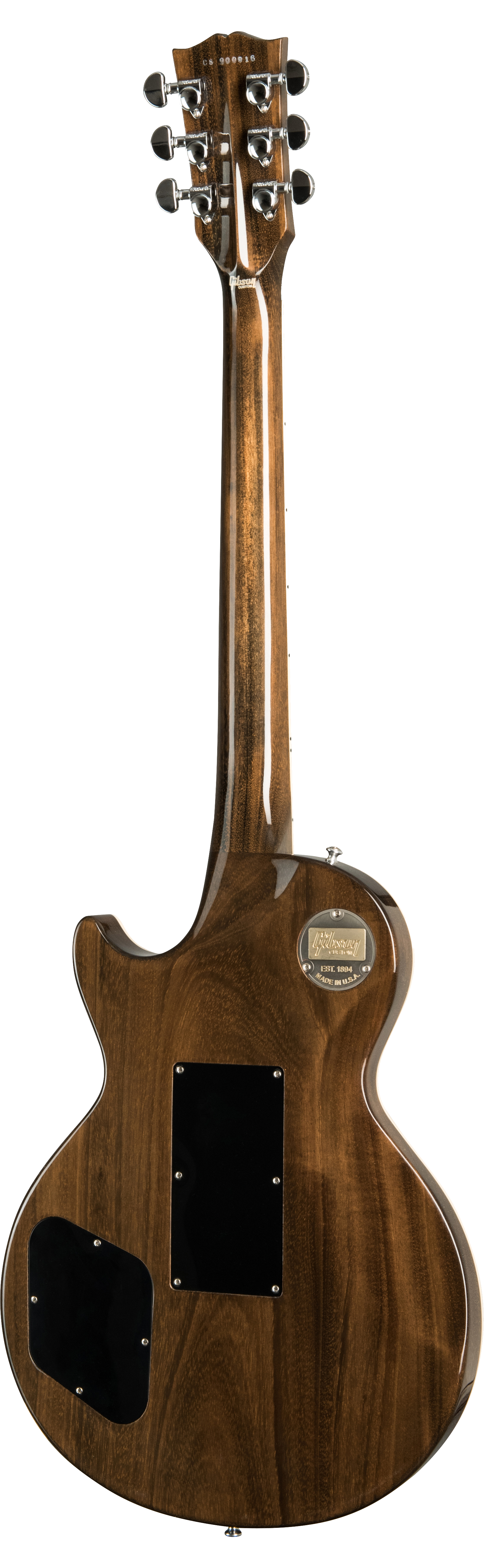 Back of Gibson Custom Shop Les Paul Axcess Standard Figured DC Rust Floyd Rose Gloss.