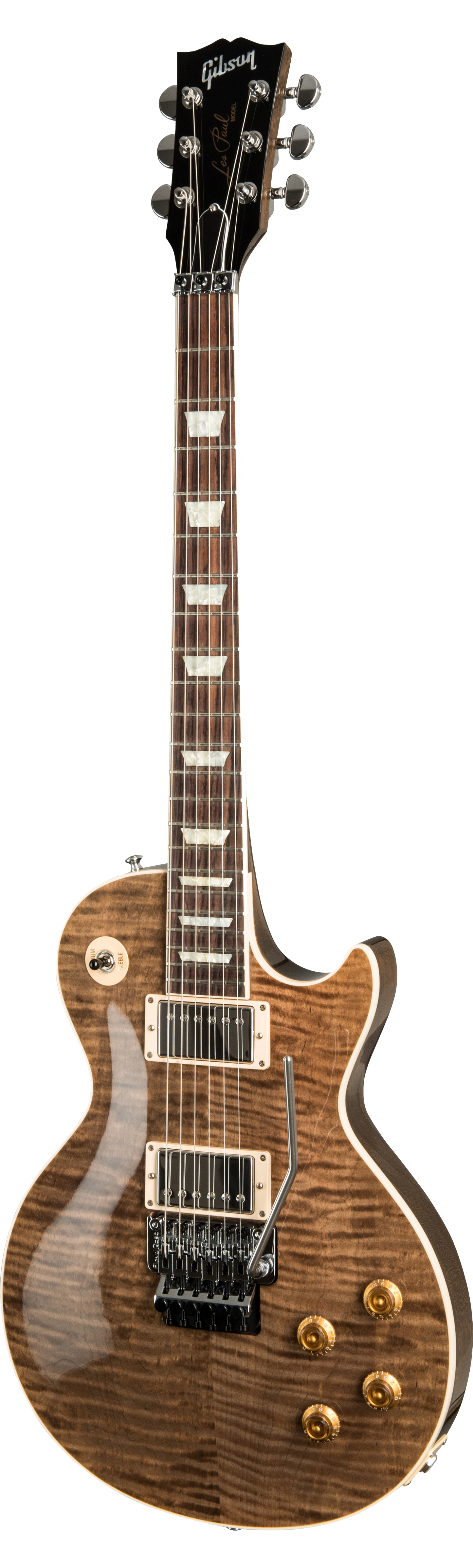 Full frontal of Gibson Custom Shop Les Paul Axcess Standard Figured DC Rust Floyd Rose Gloss.