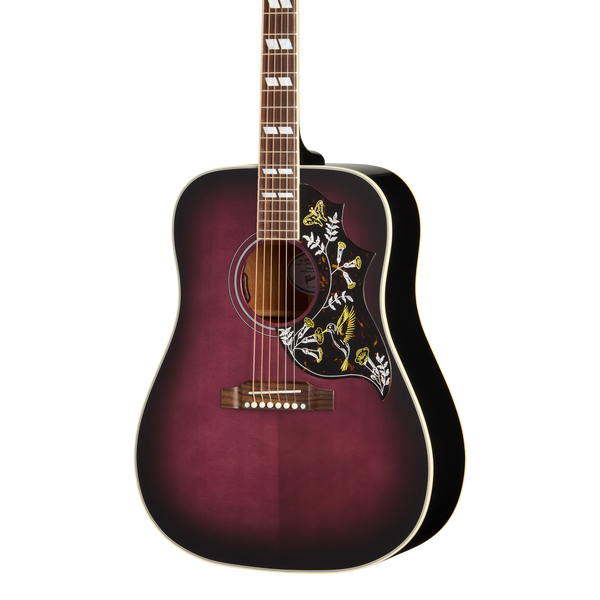 Front of Gibson Hummingbird Standard Purple Burst.