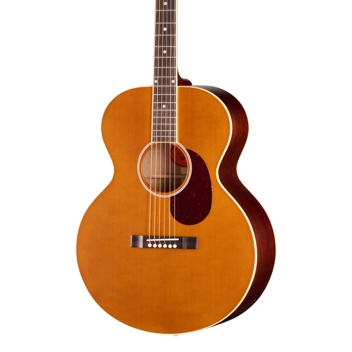 Front of Gibson J-185 Century 12-Fret Vintage Amber.