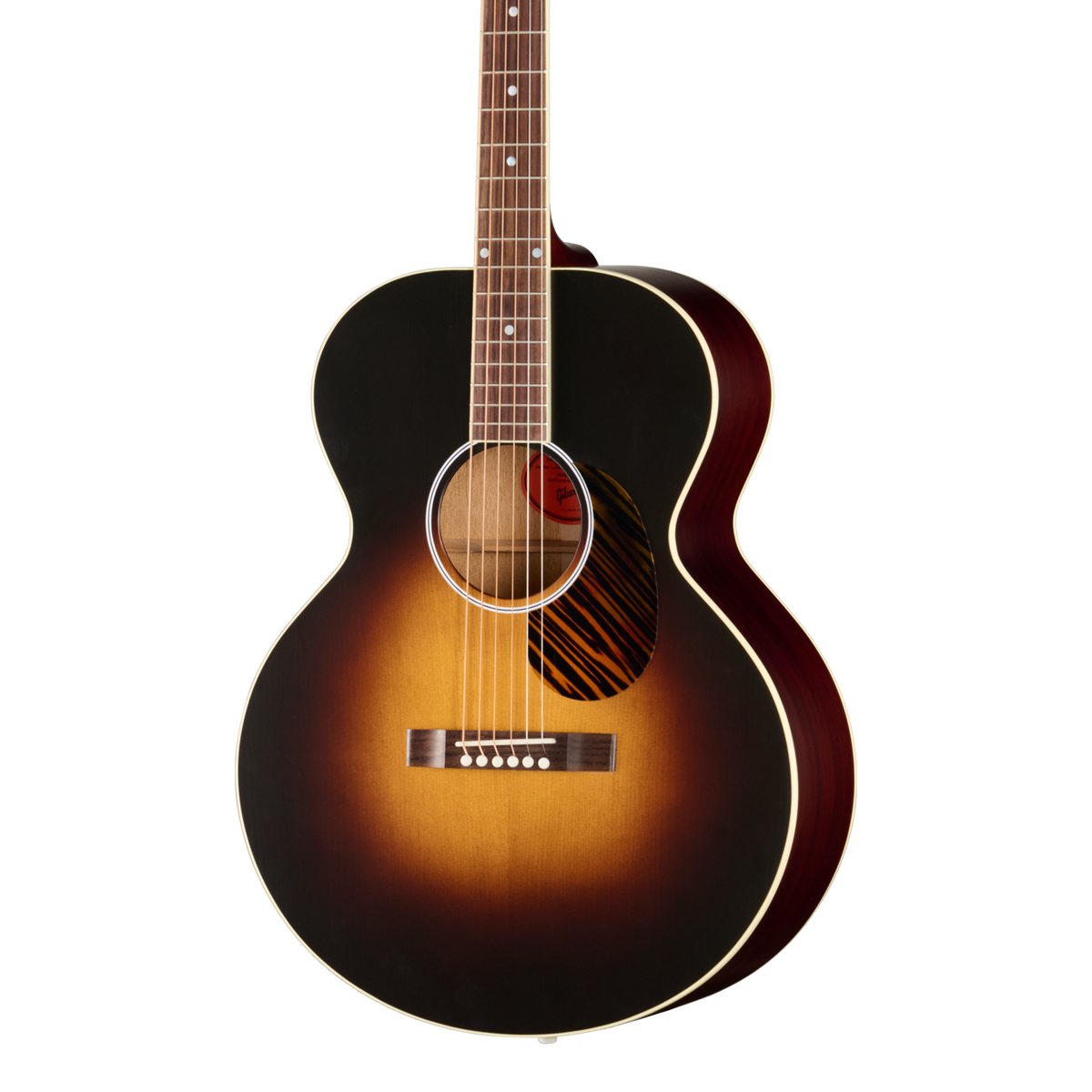 Front of Gibson J-185 Century 12-Fret Vintage Sunburst.