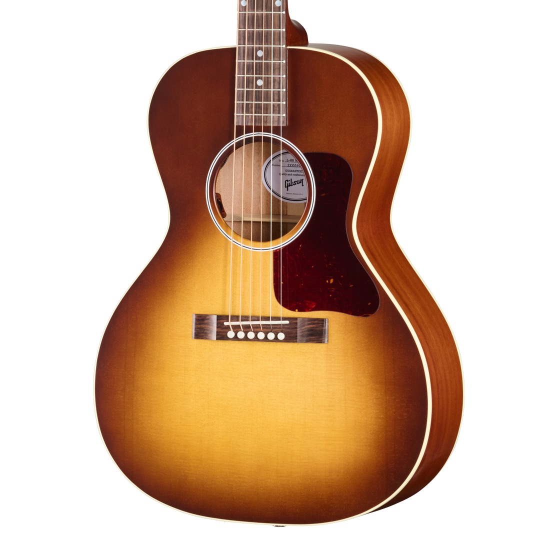 Front of Gibson L-00 Special Satin Honey Burst.