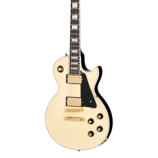 Front of Gibson Les Paul Custom 70s Buttercream Top.