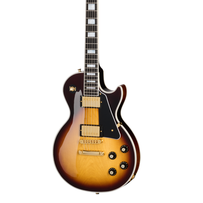 Front of Gibson Les Paul Custom 70s Tobacco Burst.