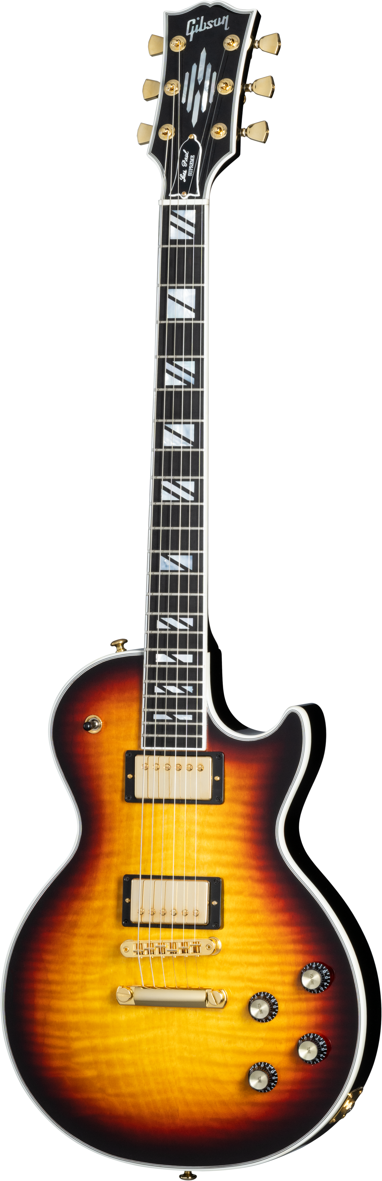 Full frontal of Gibson Les Paul Modern Supreme Fireburst.