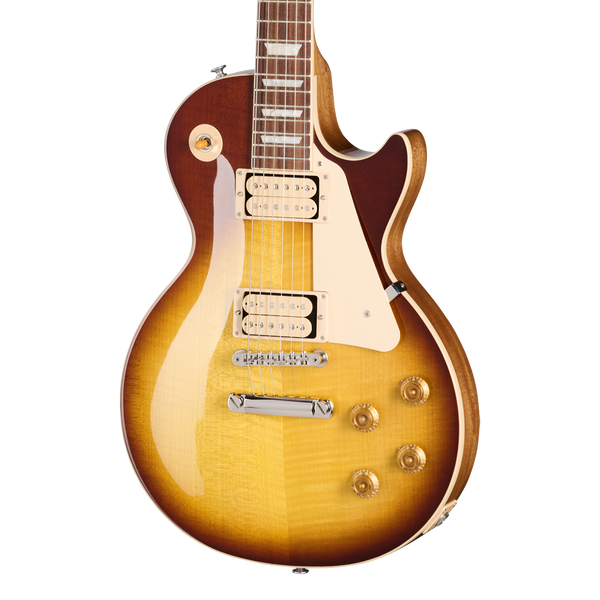 Front of Gibson Les Paul Standard 50s Double Trouble Vintage Tobacco Burst Gloss.