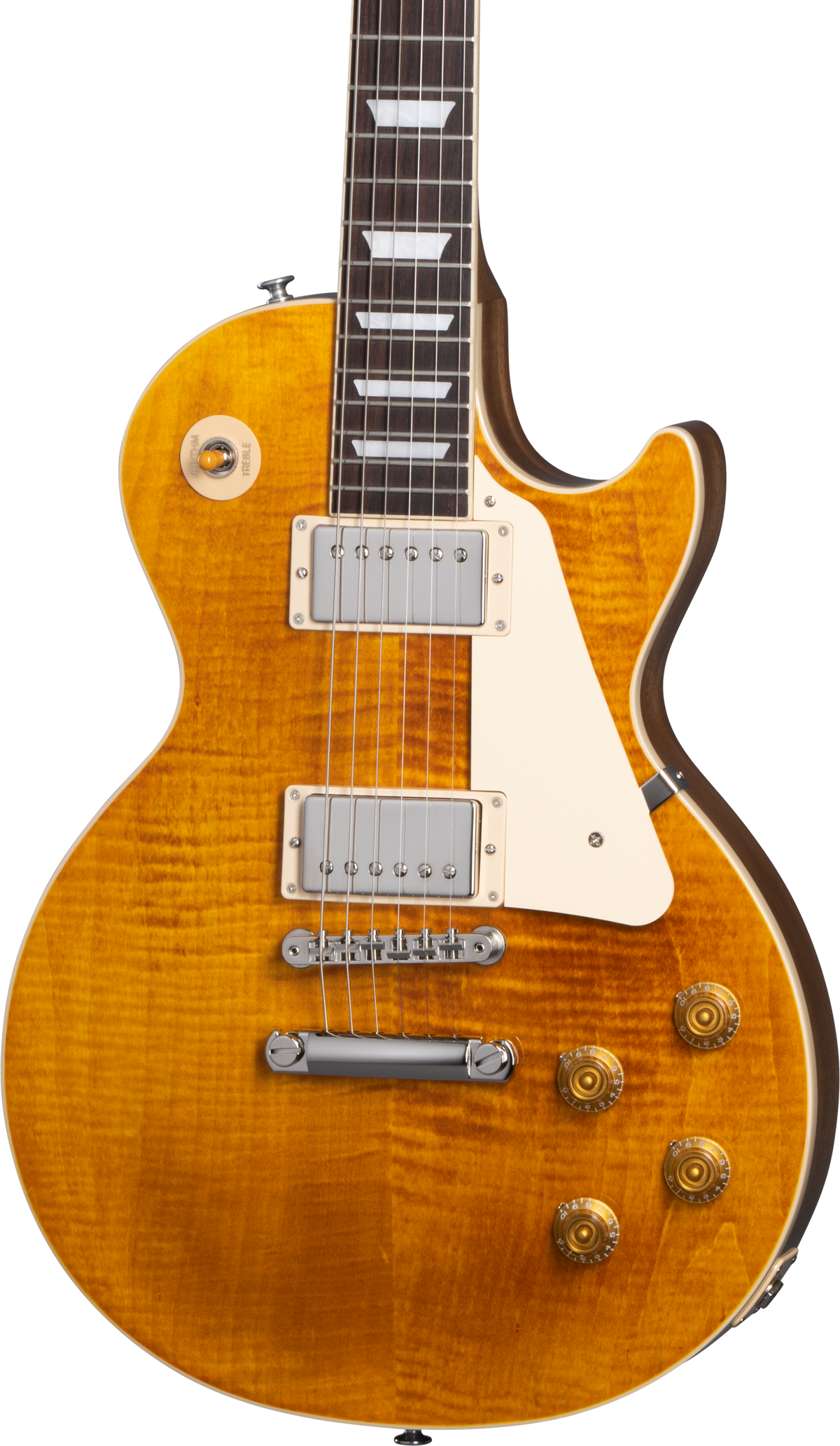Front of Gibson Les Paul Standard 50s Figured Top Honey Amber,