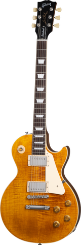 Full frontal of Gibson Les Paul Standard 50s Figured Top Honey Amber.