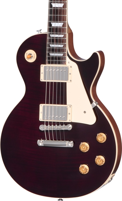 Front of Gibson Les Paul Standard 50s Figured Top Translucent Oxblood.